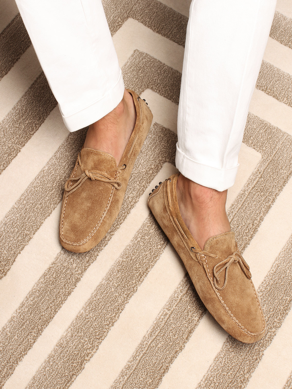 Beige Suede Driving Shoes